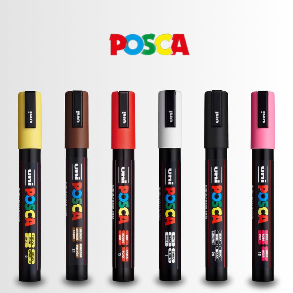 Caneta Marcador Posca Pc-5m Ponta Média Redonda UNI Variadas Cores Prova D´Água Grafite Artesanato Escola Versátil