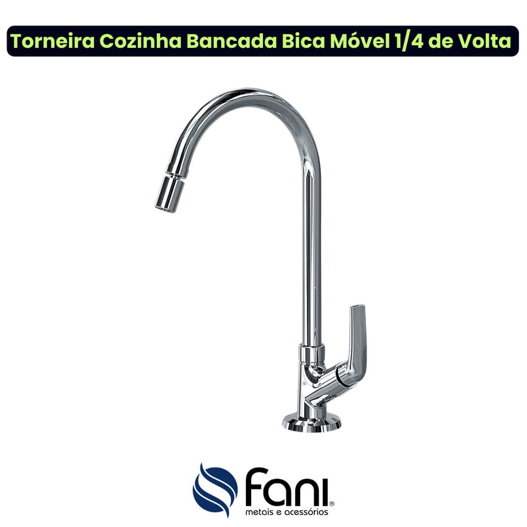 Torneira Bancada Bica Móvel Arejador Artic 1/4 Volta Fani
