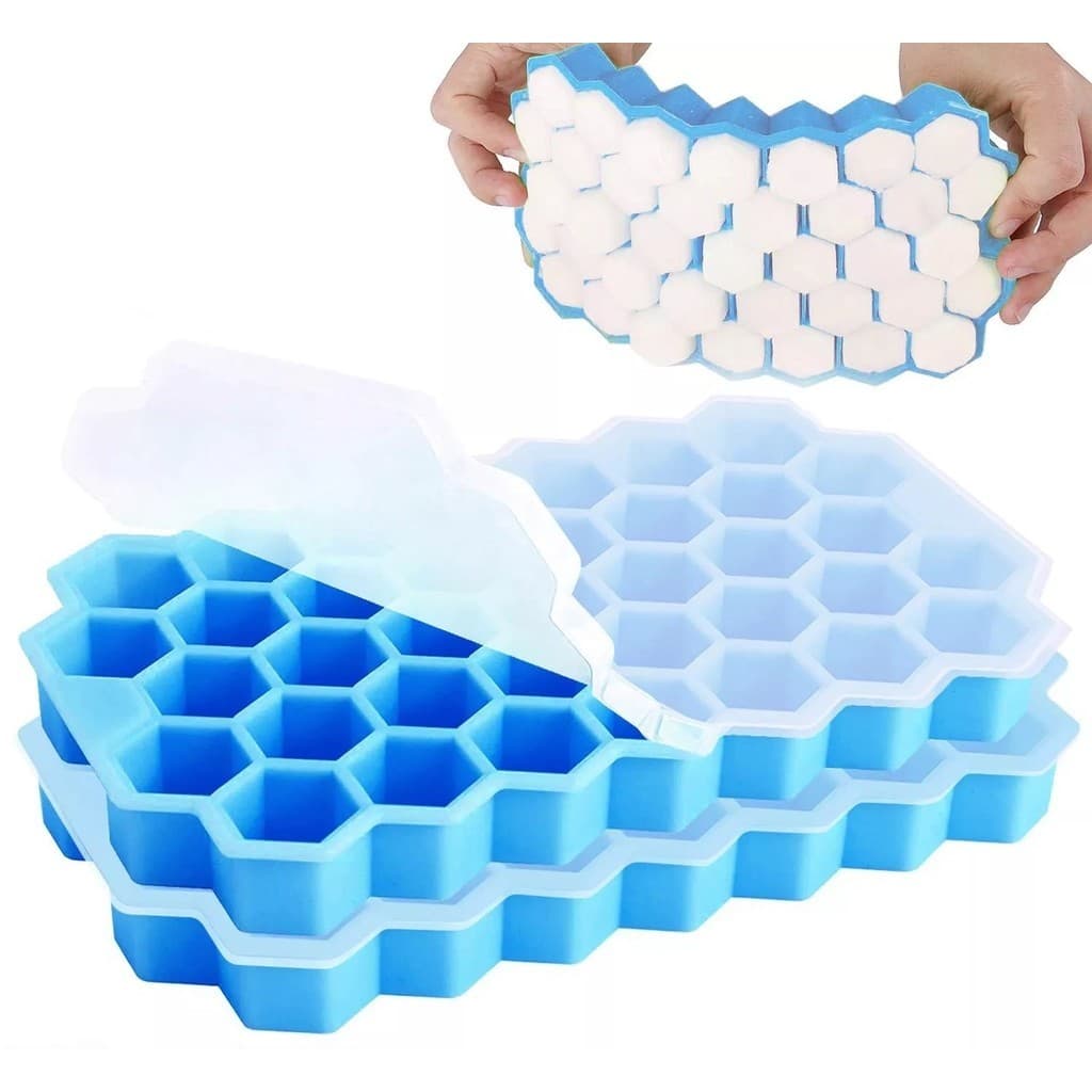 Kit 04 Forma Gelo Silicone Não Tóxico Colmeia P/Garrafa Com Tampa
