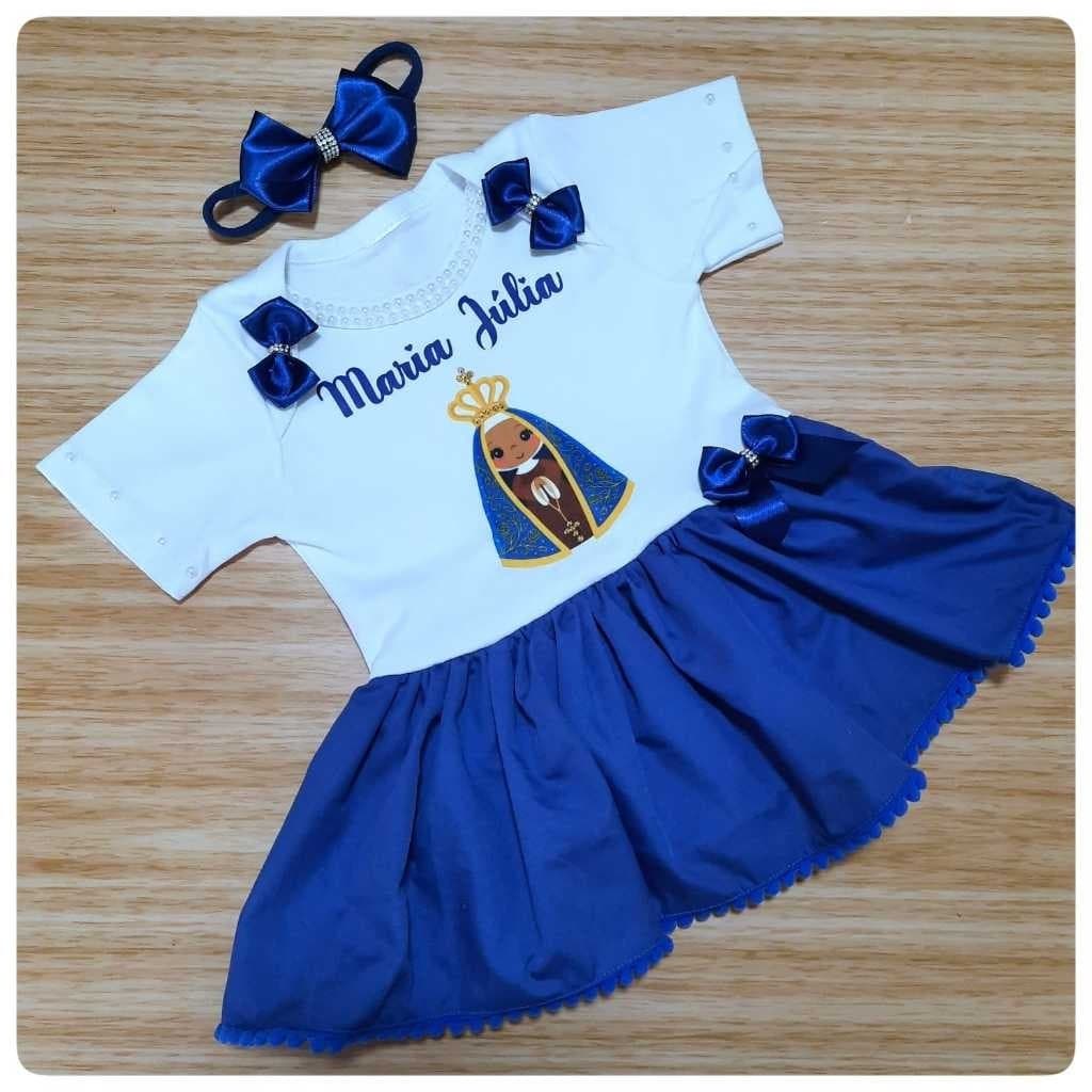 Vestido Body Infantil Personalizado Para Bebê Nossa Senhora Aparecida Das Graças Da Conceição Menina Mesversário