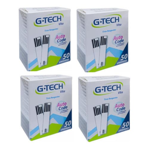 Tiras Reagentes G-tech Vita Preto Fitas Glicose 200 Unidades