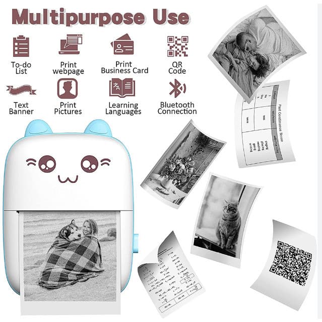 ‌Impressora Térmica Portátil Wi-Fi/Bluetooth - Imprime Fotos, Stickers e Memes (App iOS/Android)+5 rolo papel