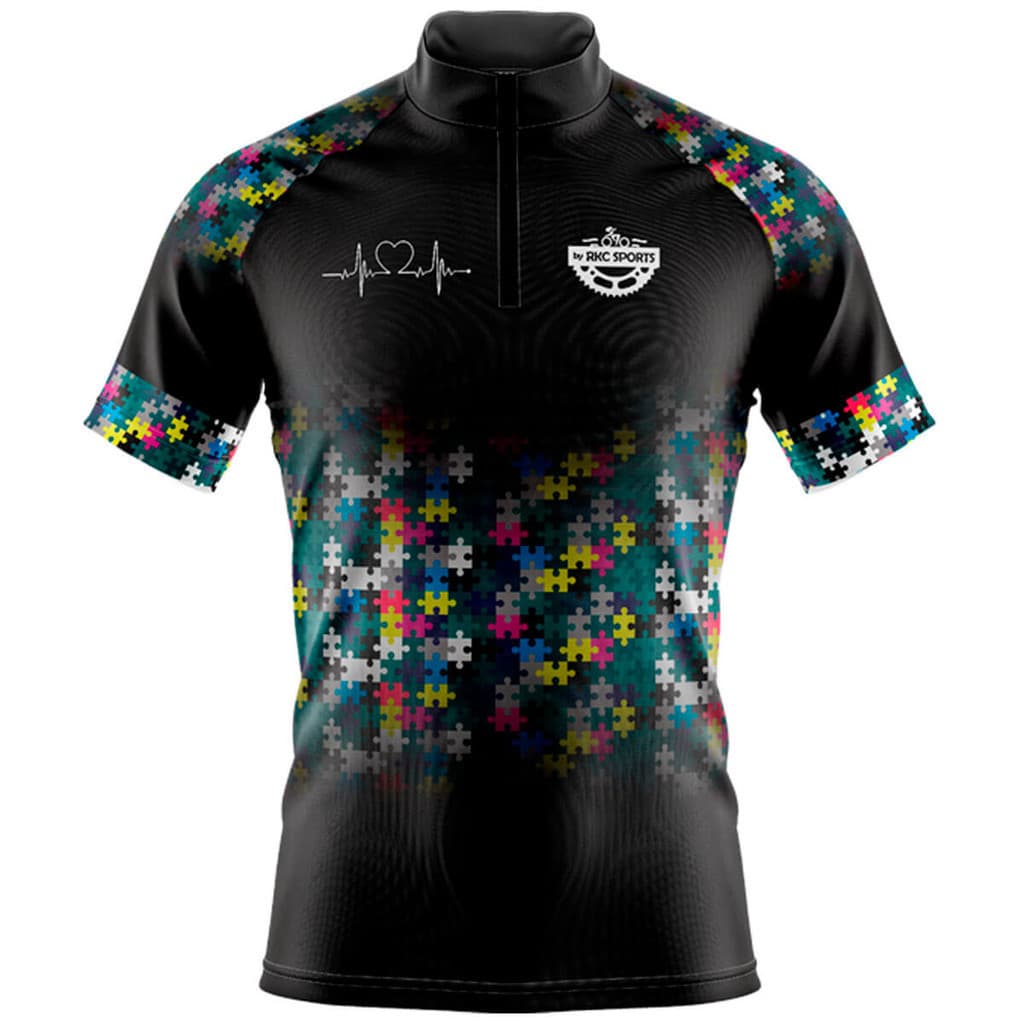 CAMISA CICLISMO MASCULINA MOUNTAIN BIKE MANGA CURTA PROTEÇÃO UV RKC SPORTS QUEBRA CABEÇA