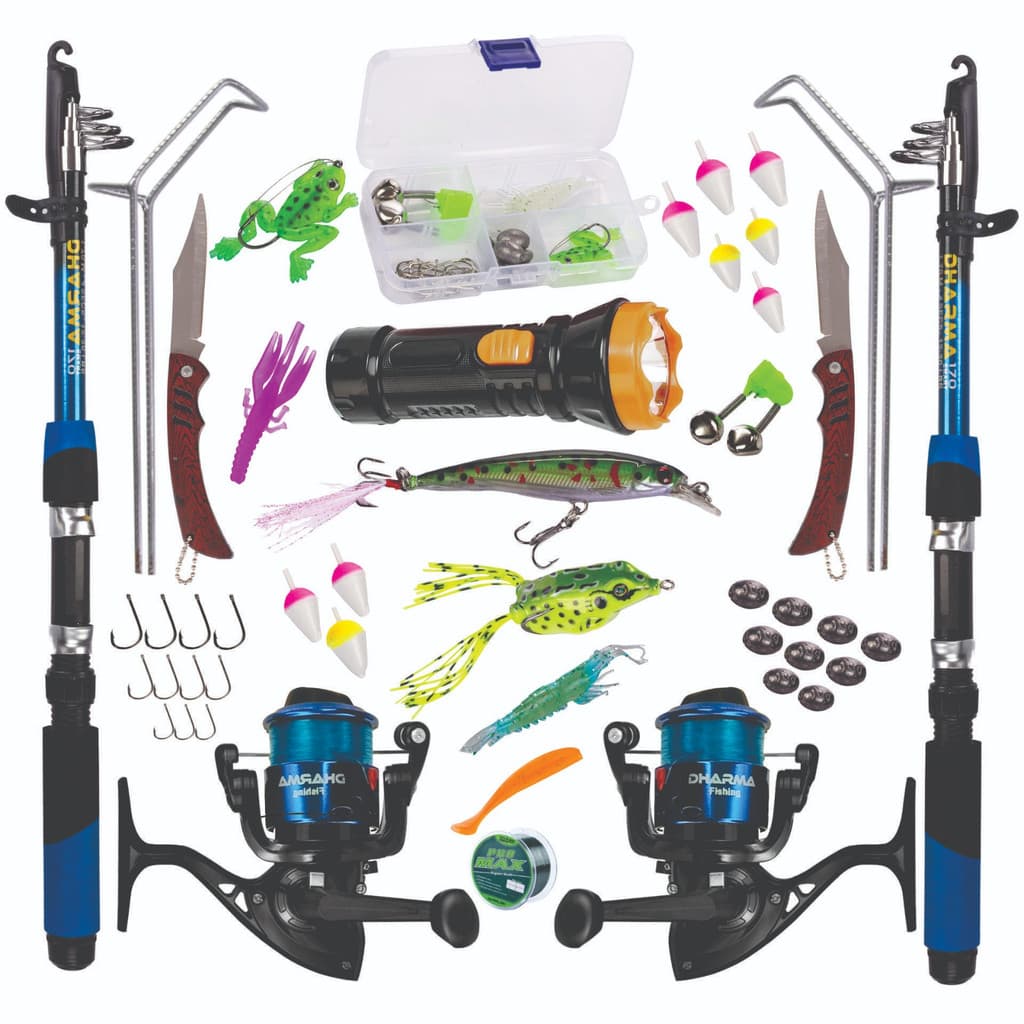 KIT DE PESCA COMPLETO C/2 VARAS + 2 MOLINETES  + ITENS