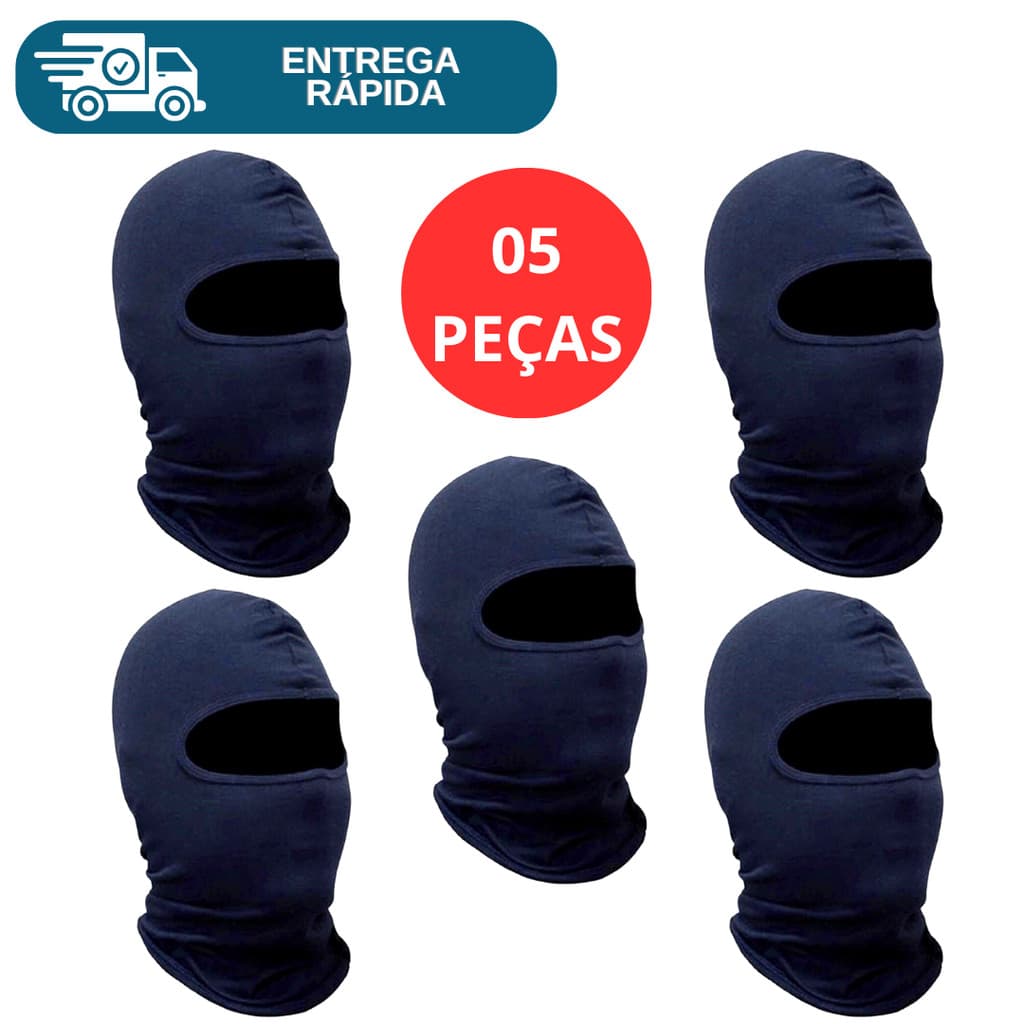 Kit 5 Balaclava Touca Ninja Capuz Térmico Suedini Gorro Camara Fria Motoqueiro Baixa Temperatura