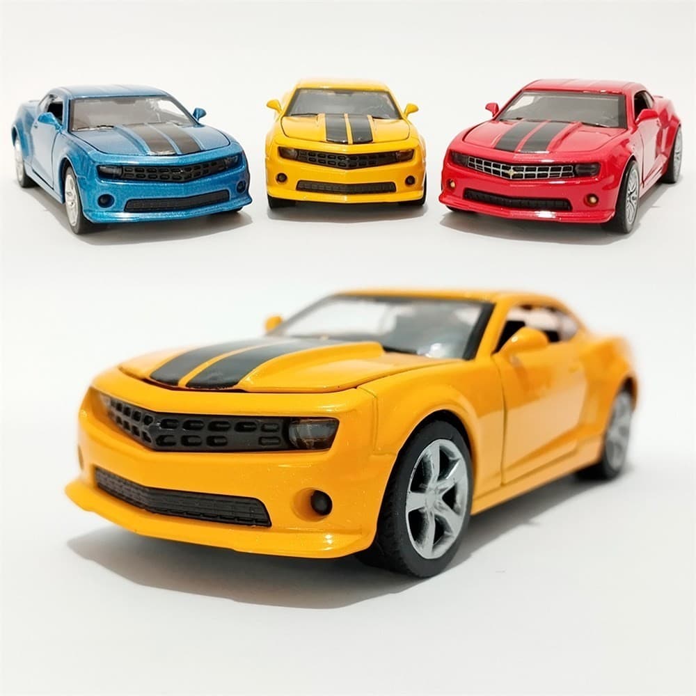 Camaro Miniatura de Ferro Carrinho Fricção Brinquedo de Menino Carro Colecionável Esportivo Amarelo