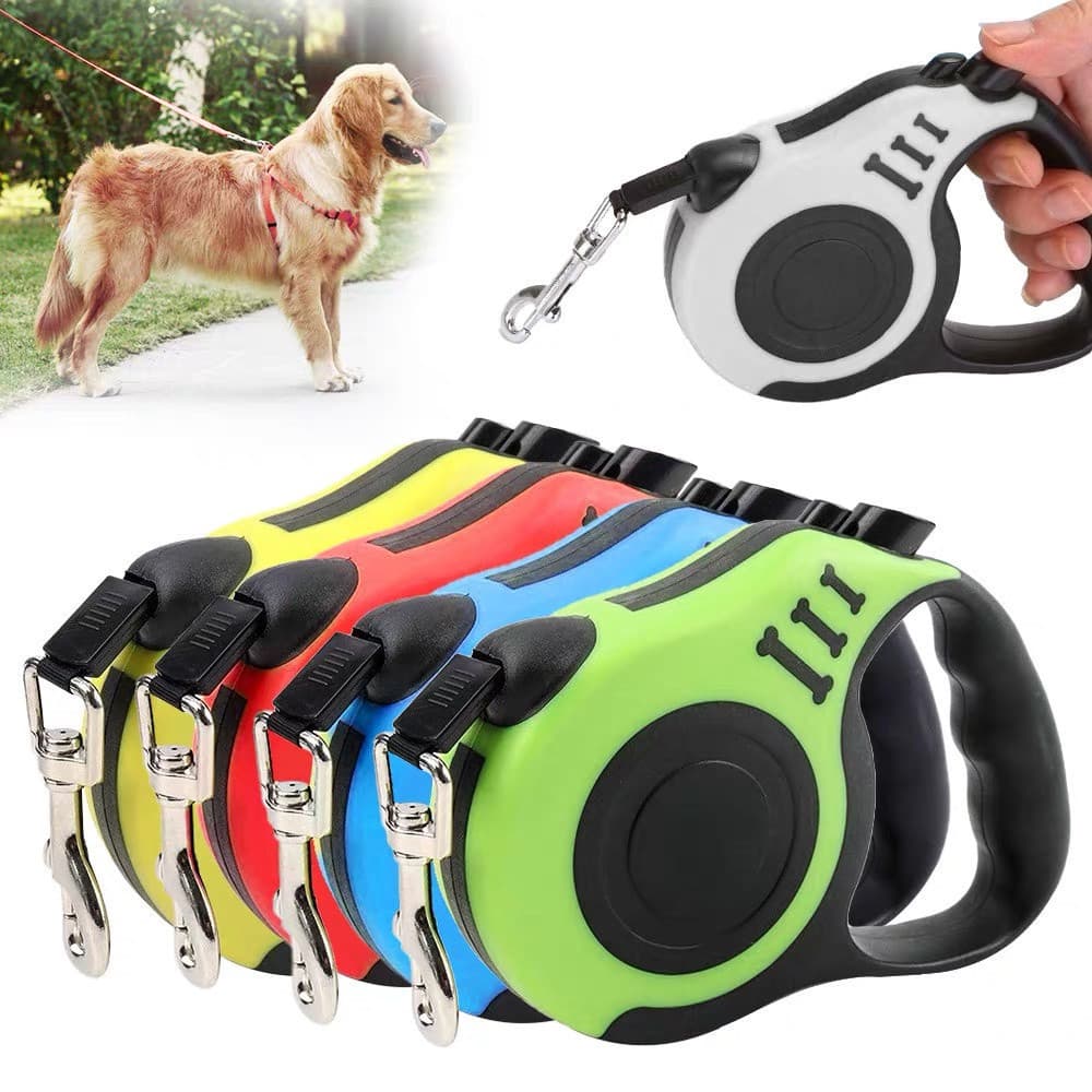 Coleira Guia Retrátil 5 Metros Pets Cachorro Cães Gatos Resistente Com Trava Até 11.33kg
