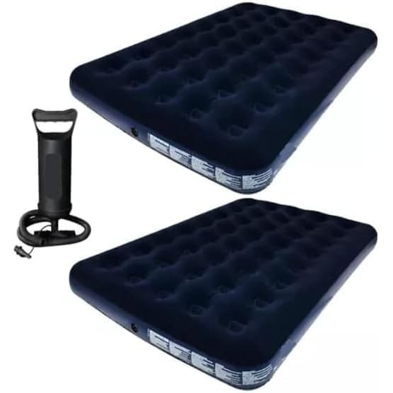 Kit 2 Colchão Inflável Casal Camping Acampamento Resistente Suporta 300 Kilos + Bomba de Ar