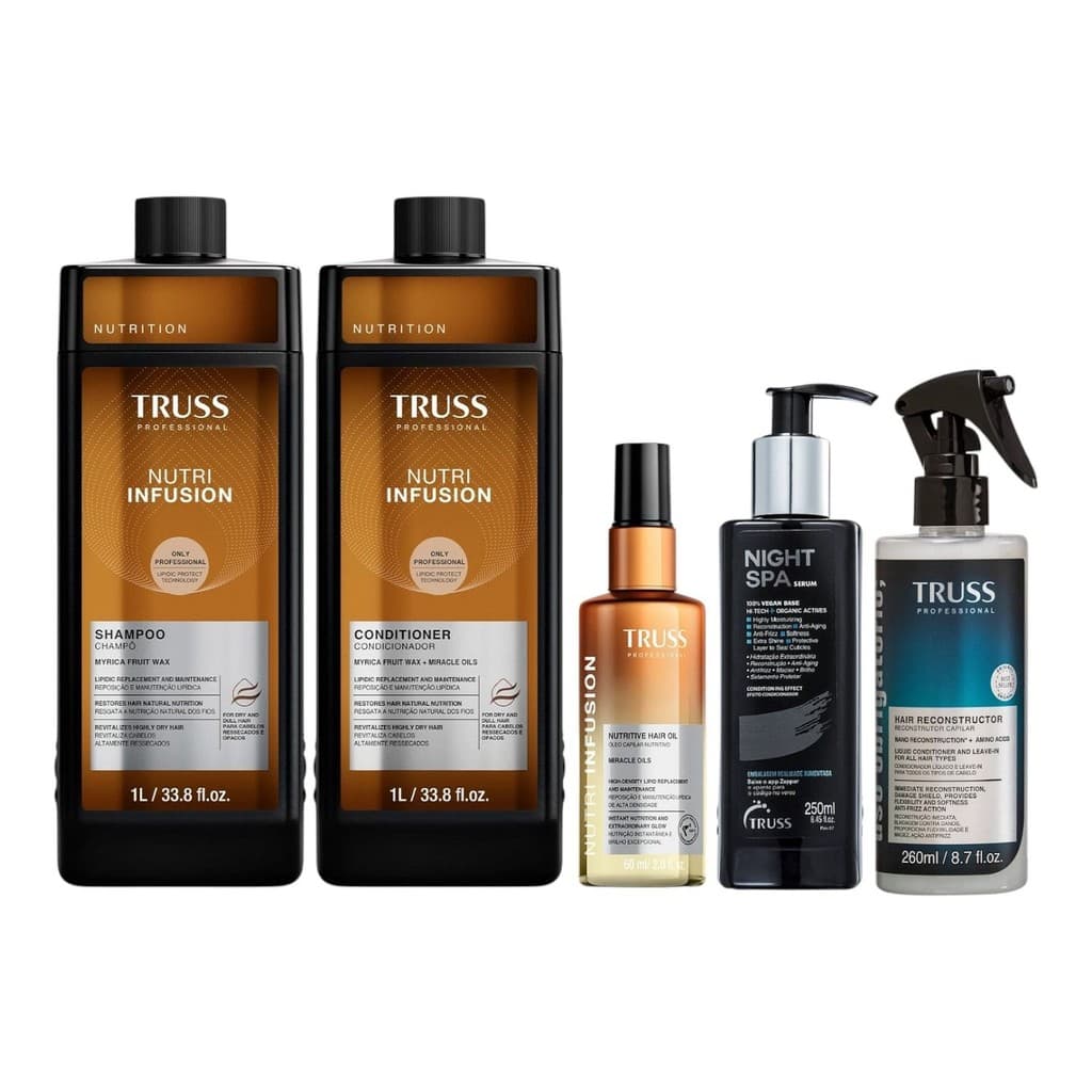 Kit Truss Nutri Infusion - Shampoo 1L + Condicionador 1L + Óleo 60ml + Night SPA 250ml + Uso Obr. Reconst. Capilar 260ml