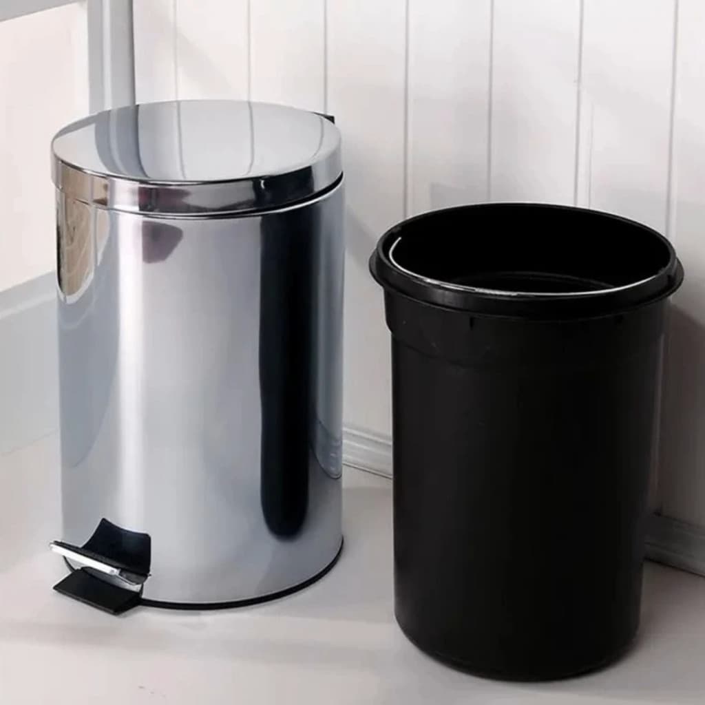 Lixeira Inox Redonda Balde Removível Cozinha Banheiro 3L 5L 12 Litros Funcional Cesto de Lixo