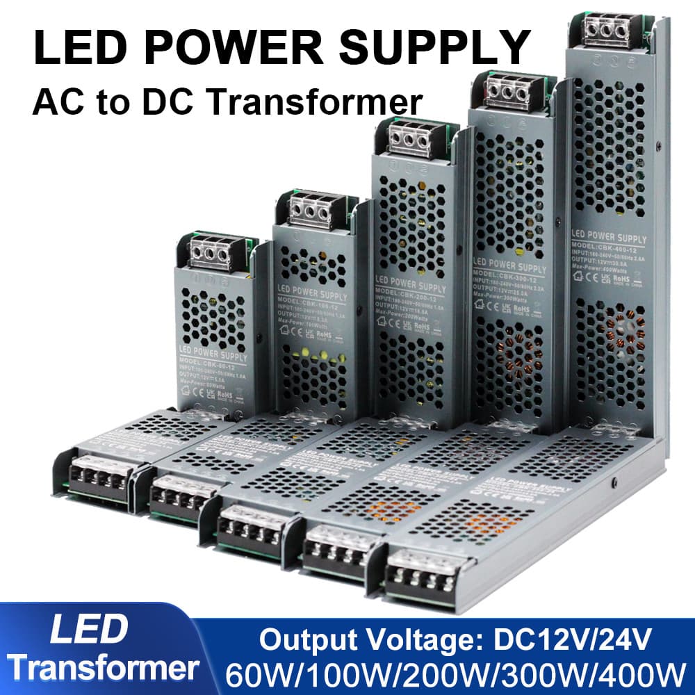 AC to DC12V/24V LED power supply 60W100W200W300W400W LED transformer for LED lighting, light strips