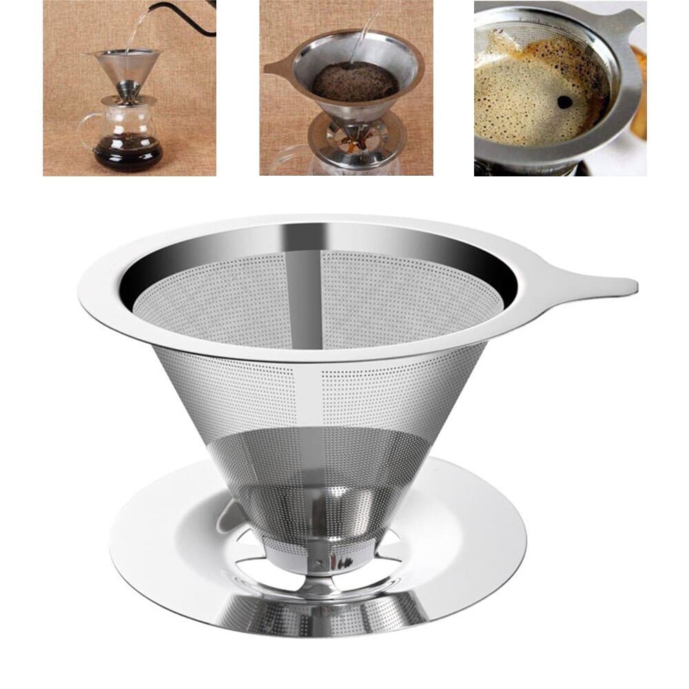 Filtro De Café Coador Inox 304(102) Grande Reutilizável Pour Over