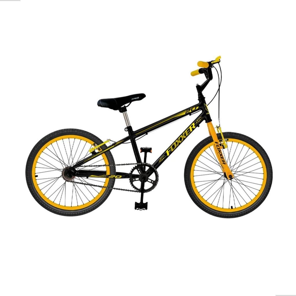 Bicicleta aro 20 foxxer napole aço preto e amarela Quadro Reforçado Aro 20 Reforçada bicicleta Infantil Amarela Preta