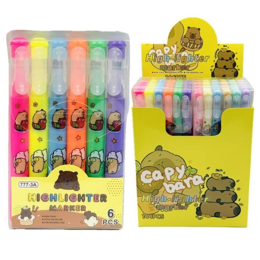 Marca Texto Capivara Macaron (Kit com 6)