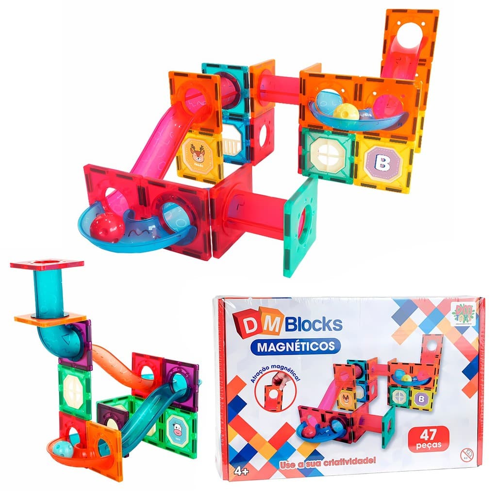 Pista Com Blocos Magnéticos Infantil Brinquedo Educativo Interativo Com 47 Peças

 - Dm Toys