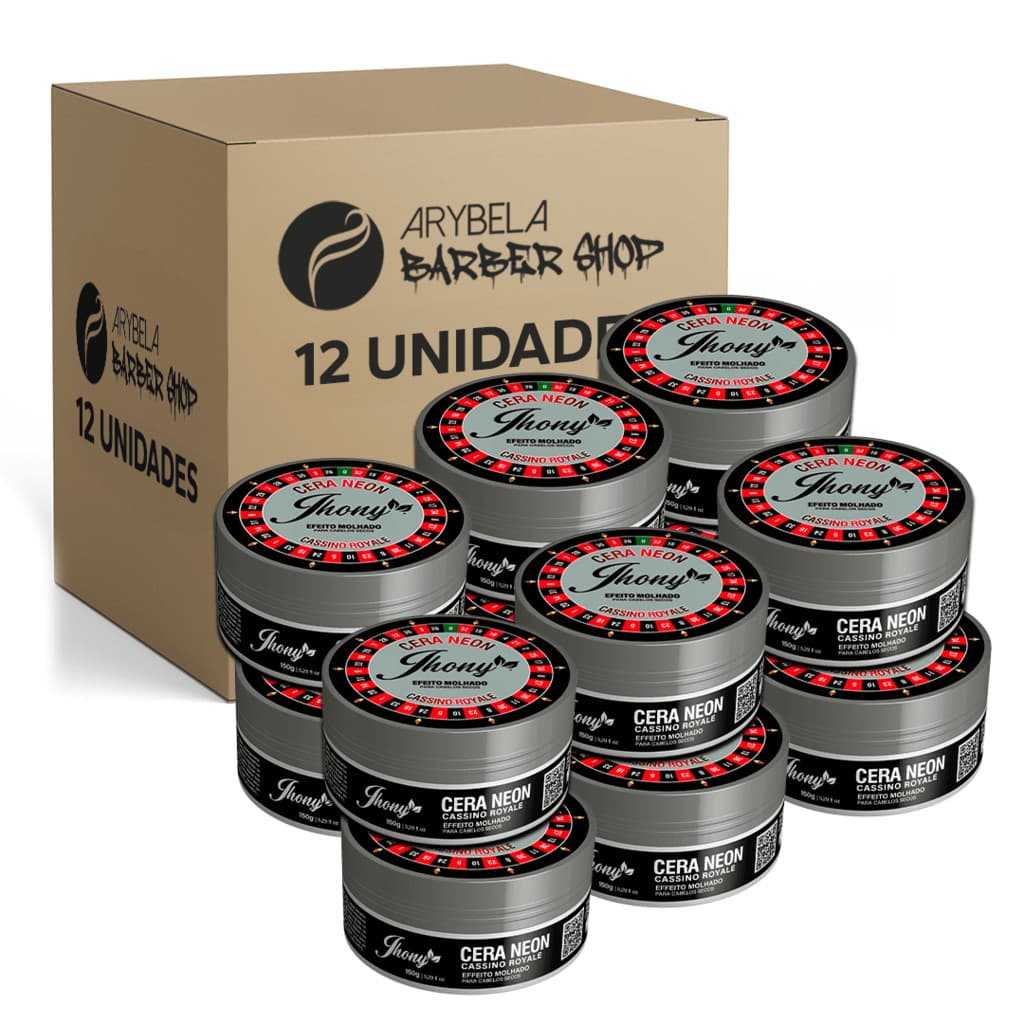 PACK 12 UN - CERA MODELADORA NEON CASSINO ROYALE EFEITO MOLHADO 150G - JHONY BARBER