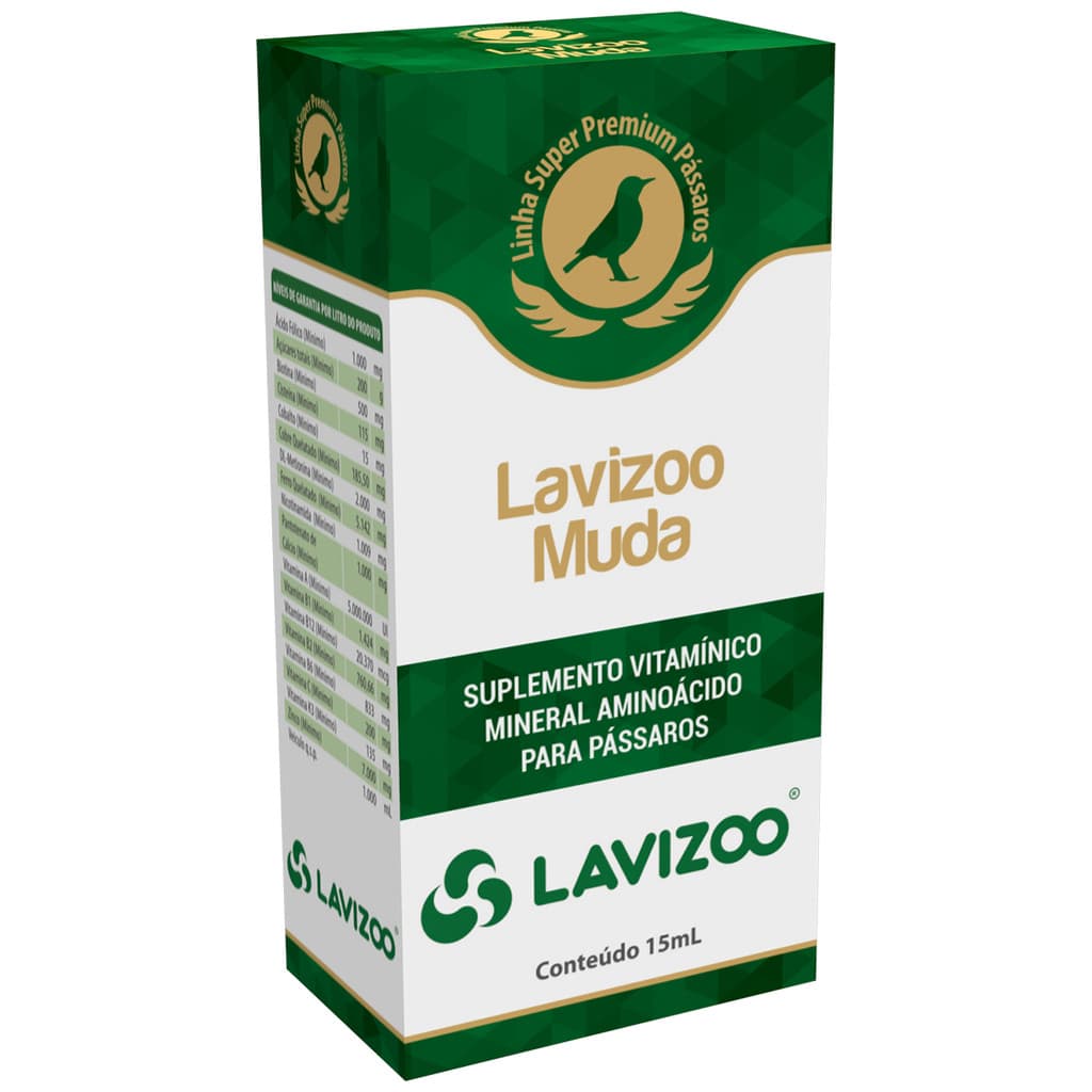 Lavizoo Muda 15ml Para Pássaros Fase Muda de Penas e Bico