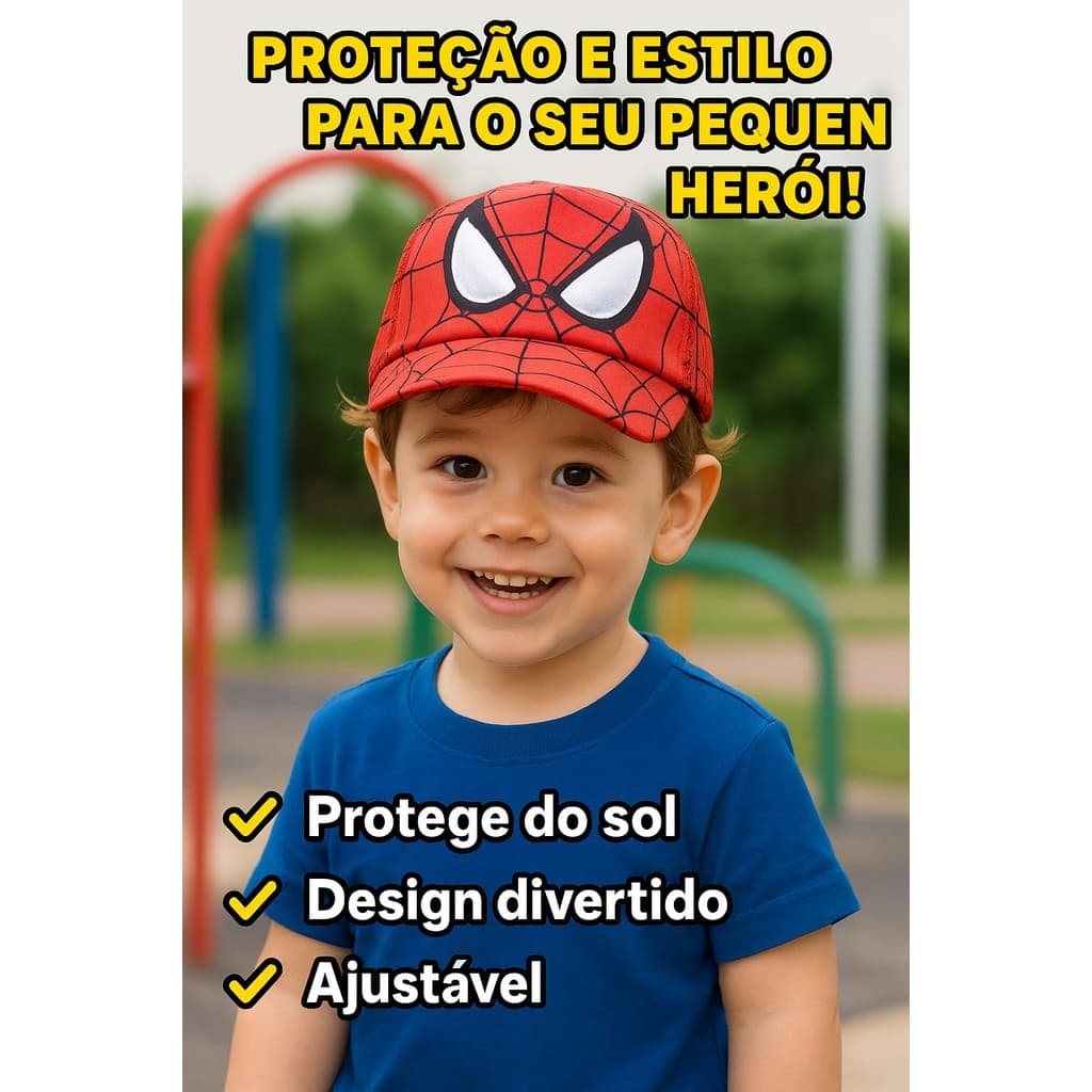 Boné Infantil Telinha Arejado e de Orelinha Personagens Sortidos | Menino e Menina | Regulável até 9 Anos