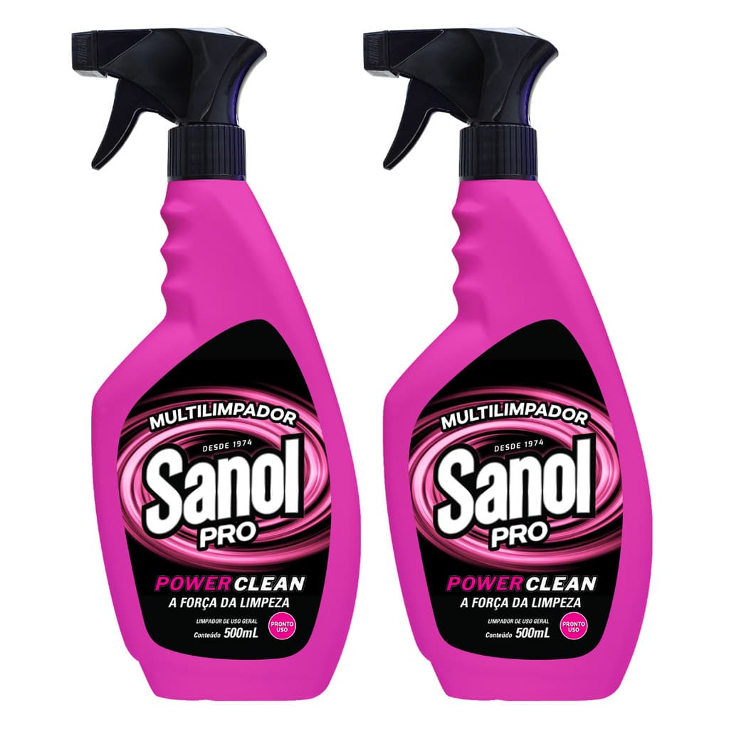 KIT COM 2 SANOL PRO MULTILIMPADOR POWER CLEAN 500ML