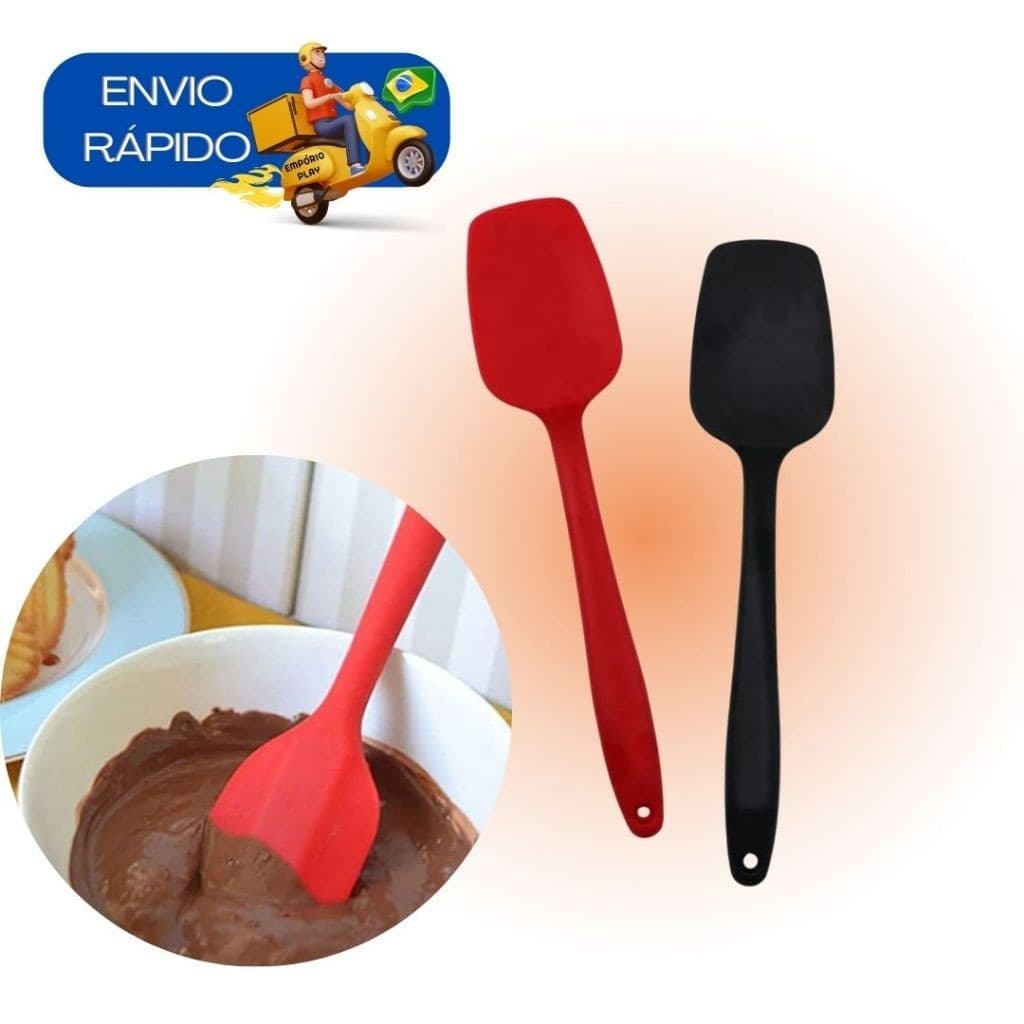 Colher de Silicone Espátula Reta 27cm Grande Cozinha Confeitaria Panela