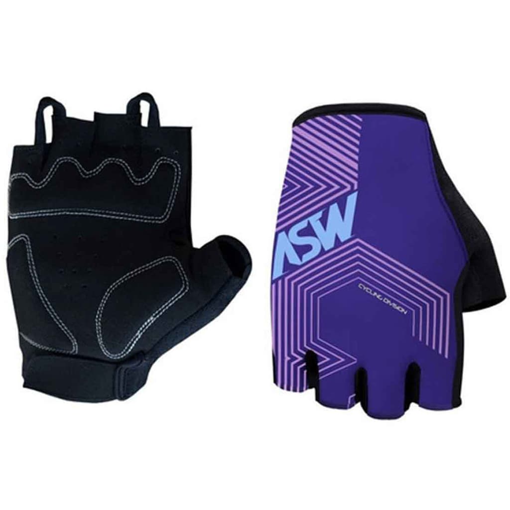 Luva Ciclismo Bike Asw Flex Polygon Meio Dedo Feminina Roxa
