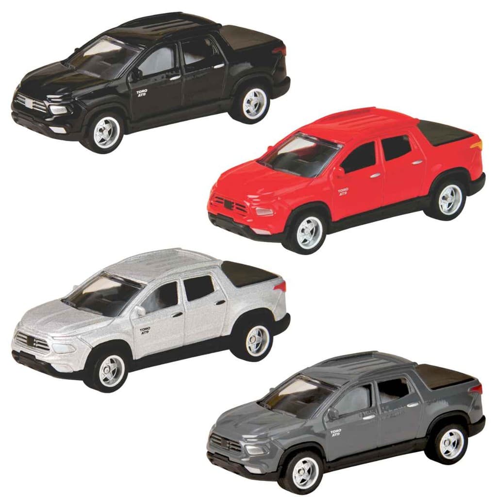 Carrinho De Metal Fiat Toro 1:64 Original, CKS Toys, Pneus De Borracha, Miniatura De Colecionador