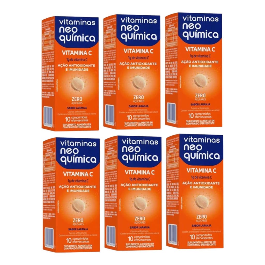 Kit 6x Vitamina C Neo Quimica 1g Efervescente 10 Comprimidos Laranja