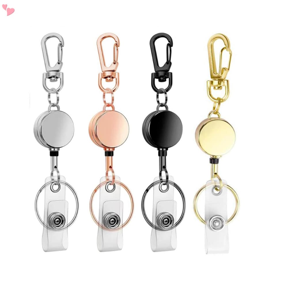 Porta-Crachá De Identificação De Metal Retrátil Com Carretel De Chaveiro De Clipe De Cinto Para Cartão De Nome Enfermeir