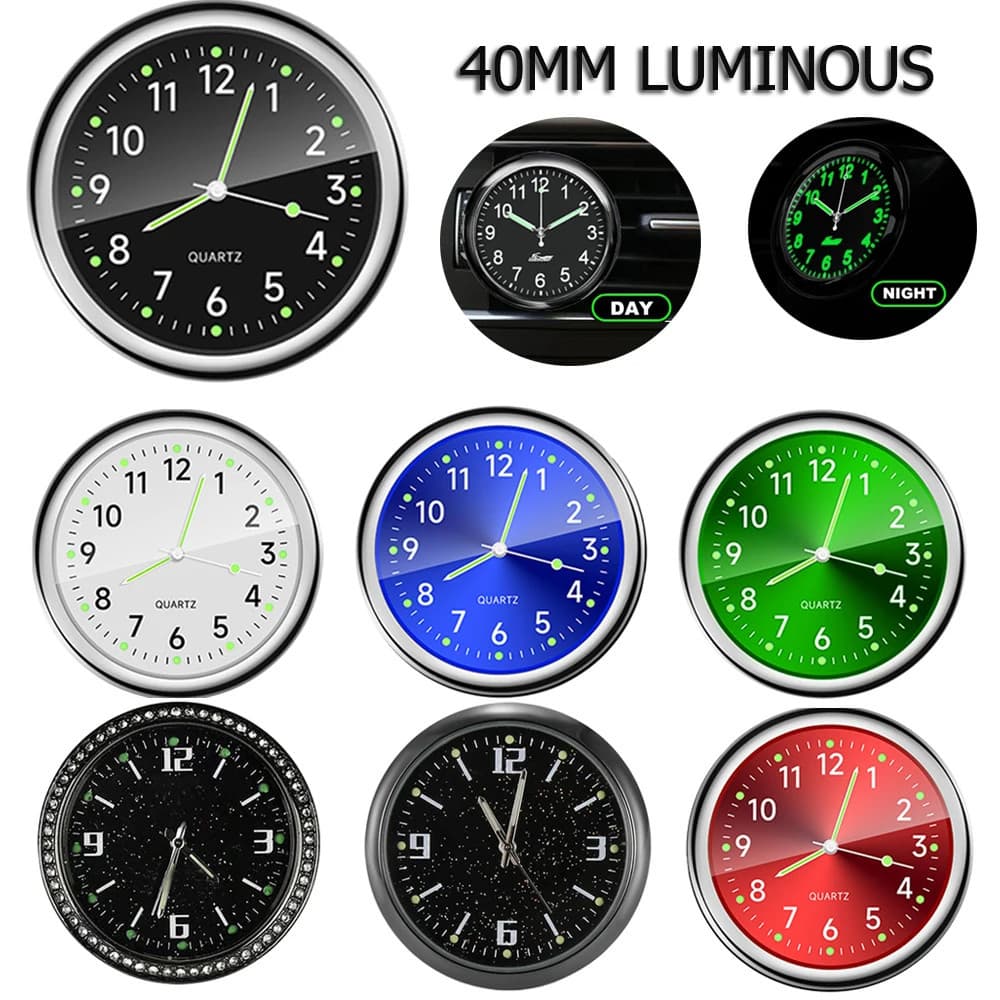 Relógio Eletrônico De Quartzo À Prova D'água Mini Luminoso Para Carros De Bicicleta Motocicleta Automático No Carro 40MM