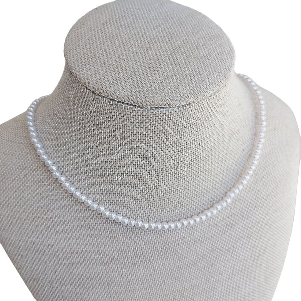 Colar Pérola Delicado Elegante 4mm Em Fio De Aço