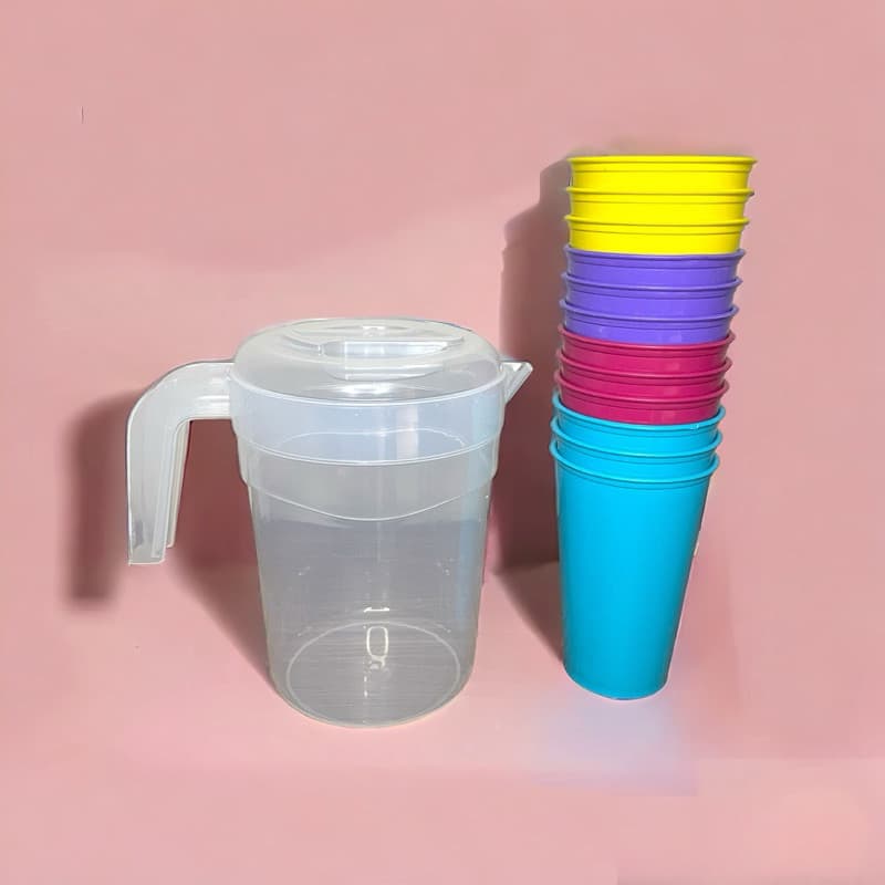 Jogo De Jarra 1,250L Com 12 Copos 275ml cores variadas nos copos combo