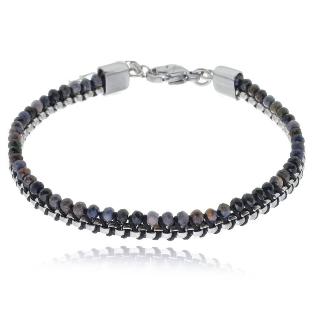 Pulseira Masculina De Aço Com Detalhes Em Cristais 21 Cm