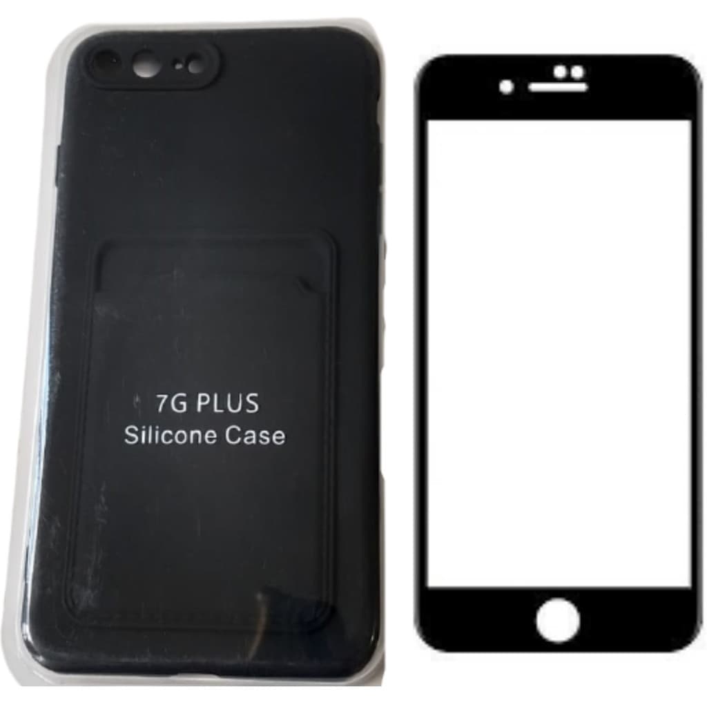Capa Capinha Preto Aveludada Para iPhone 7 + Película 3D