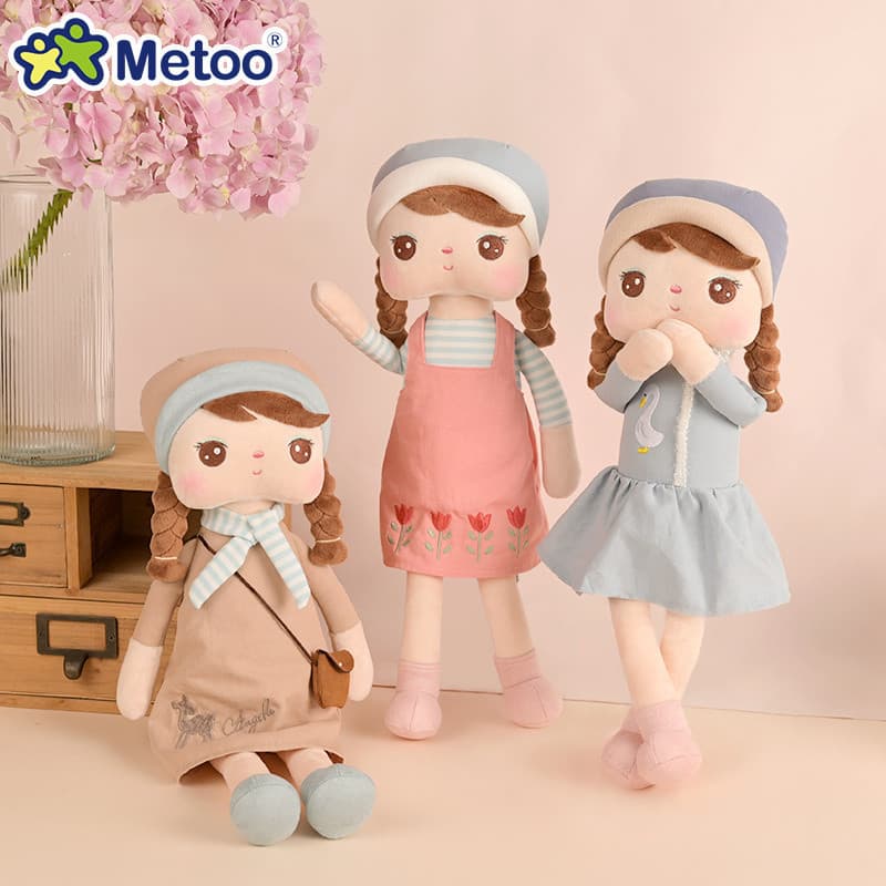 Bonecos De Pelúcia Retrô Metoo Em Um Vestido , Brinquedos Macios Com Trança De Princesa , Presentes Para Bebês