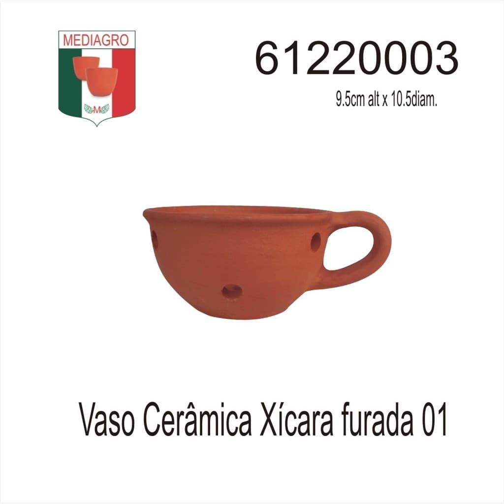 VASO DE CERAMICA XICARA FURADA NUMERO 01 COM PRATO