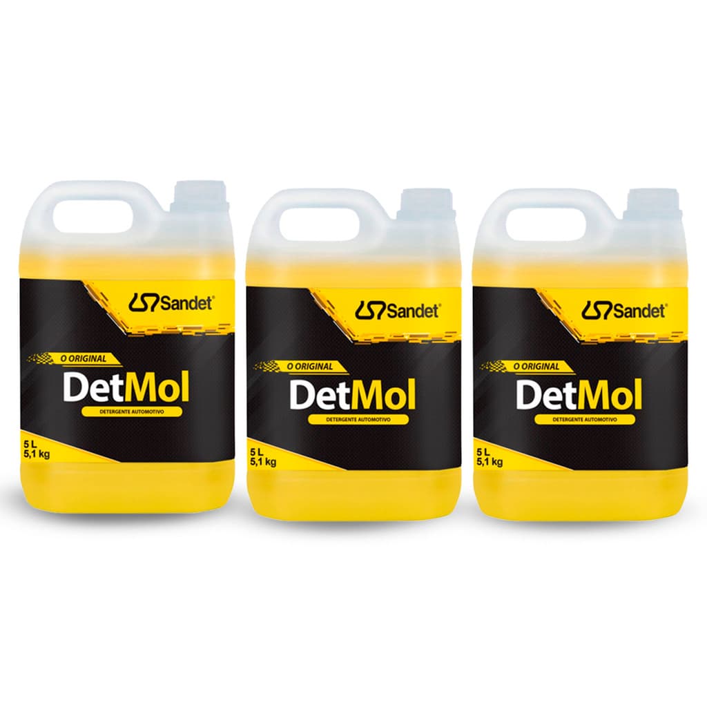 Kit 3 Shampoo Automotivo DetMol Limpeza Pesada Sandet 5L