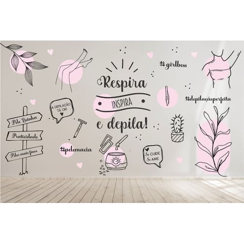 Adesivo Papel de Parede Boho Estética Depilação Pernas Gilete D931 – Decoração Clínica