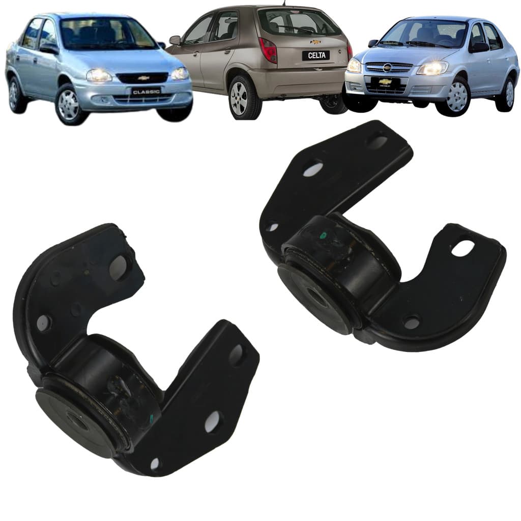 Par Suporte com Bucha da Barra Tensora Chevrolet GM Corsa Classic Celta Prisma ano 98 até 2012 suspensao dianteira