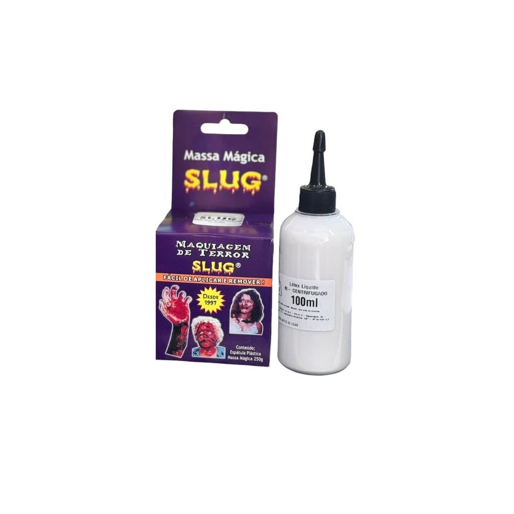 Kit maquiagem artistica de terror látex 100ml + massa slug
