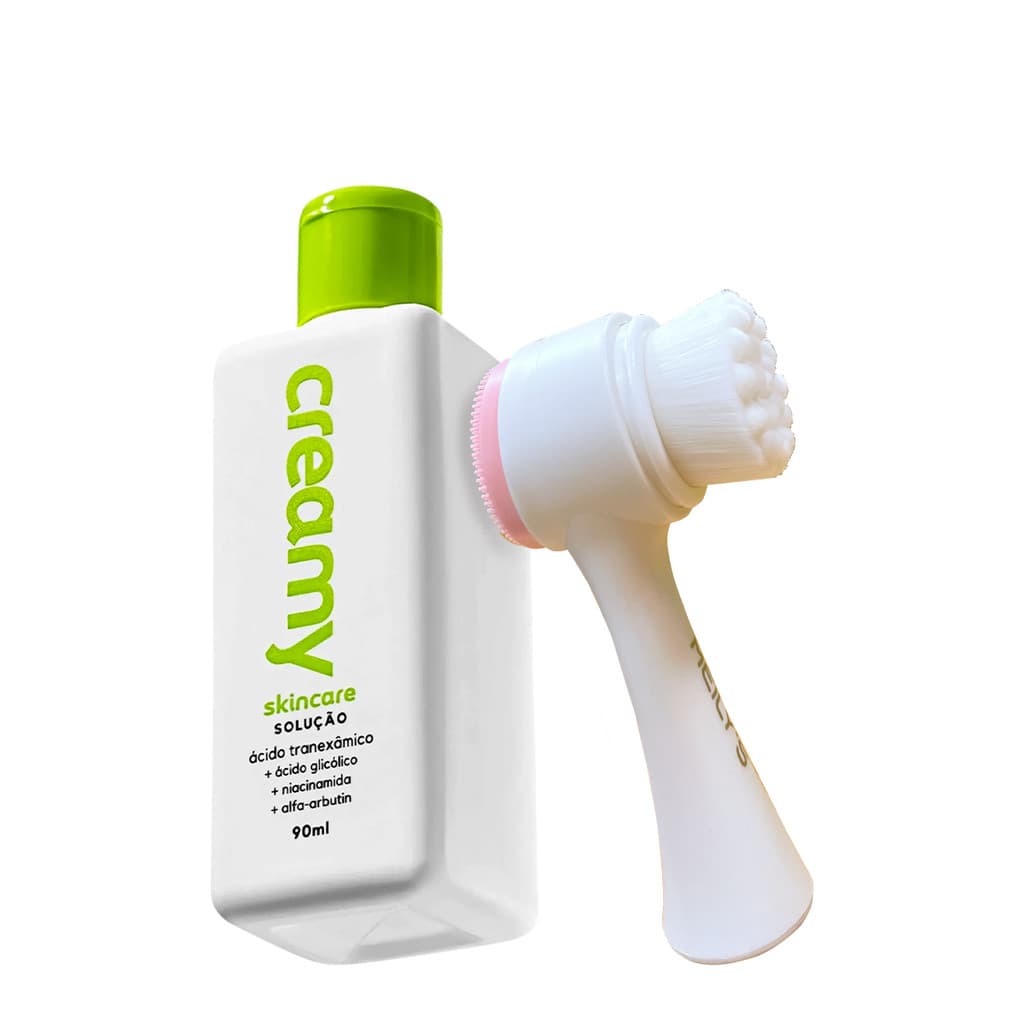 Kit Creamy Skincare Ácido Tranexâmico Solução e Escova de Limpeza Facial 2 em 1 (2 produtos)
