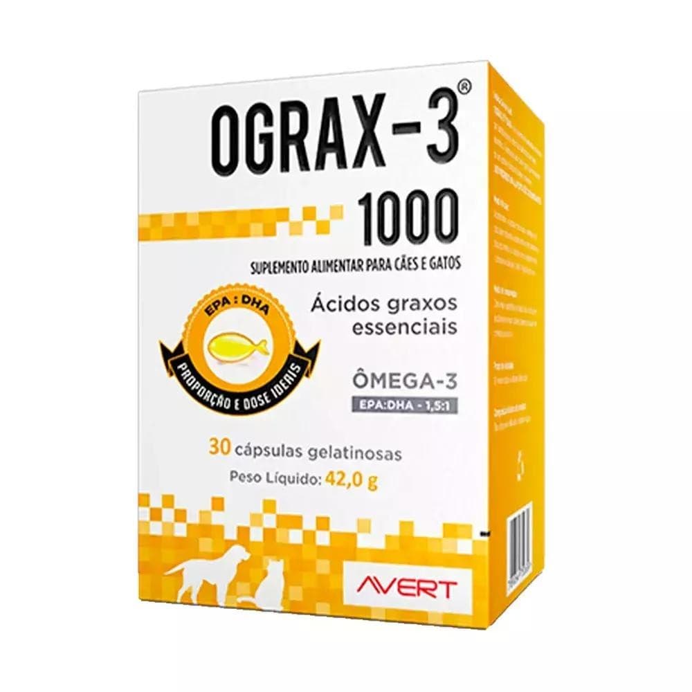 OGRAX-3 1000MG 30 CÁPSULAS PARA CÃES E GATOS