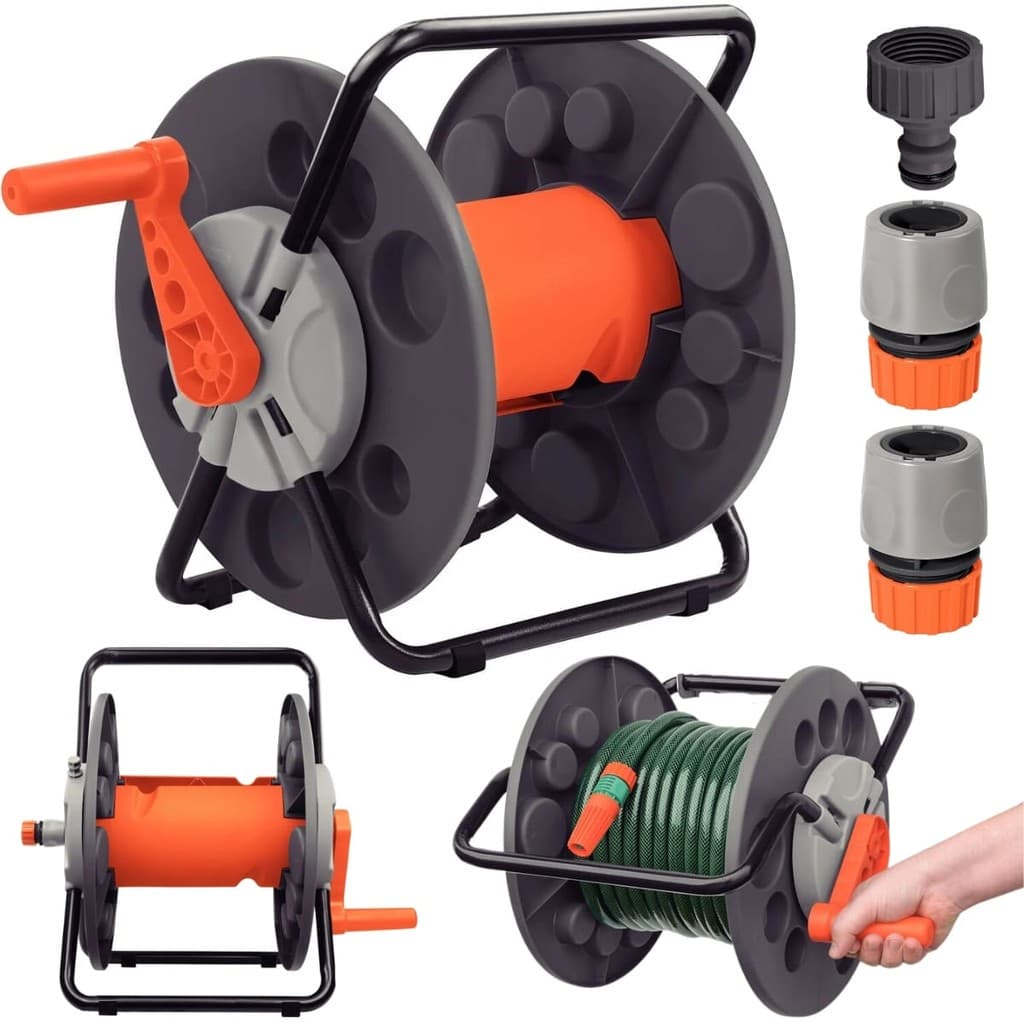 Suporte Enrolador Manual de Mangueira para Parede Quintal Jardim Garagem Tramontina Porta Mangueira Plástico