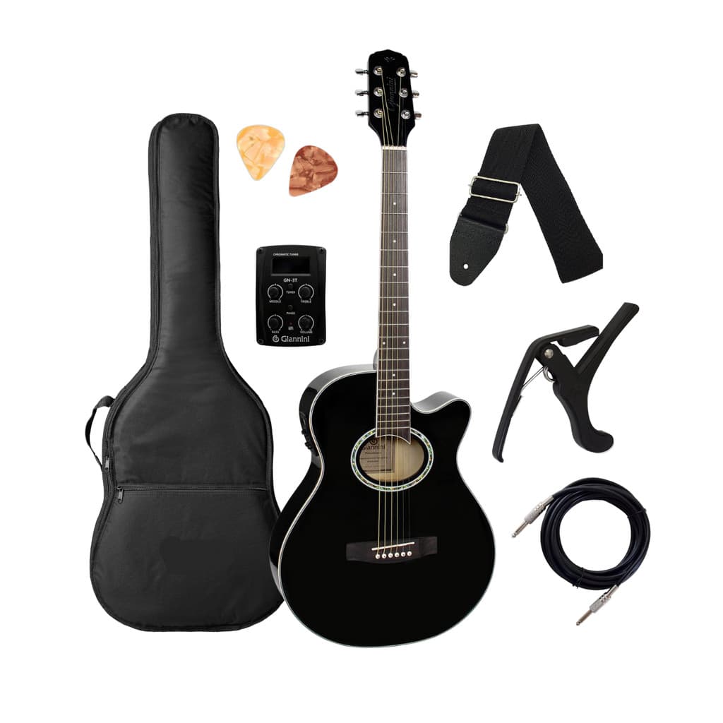 Violão Giannini Elétrico aço GSF1D CEQ BK Preto + Acessórios