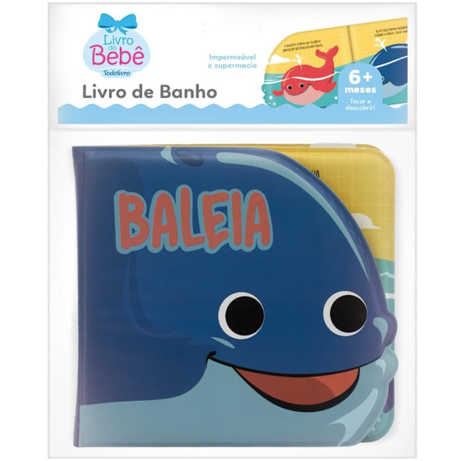 Livro Infantil de Banho do Bebê - Amiguinhos do Mar: Baleia
