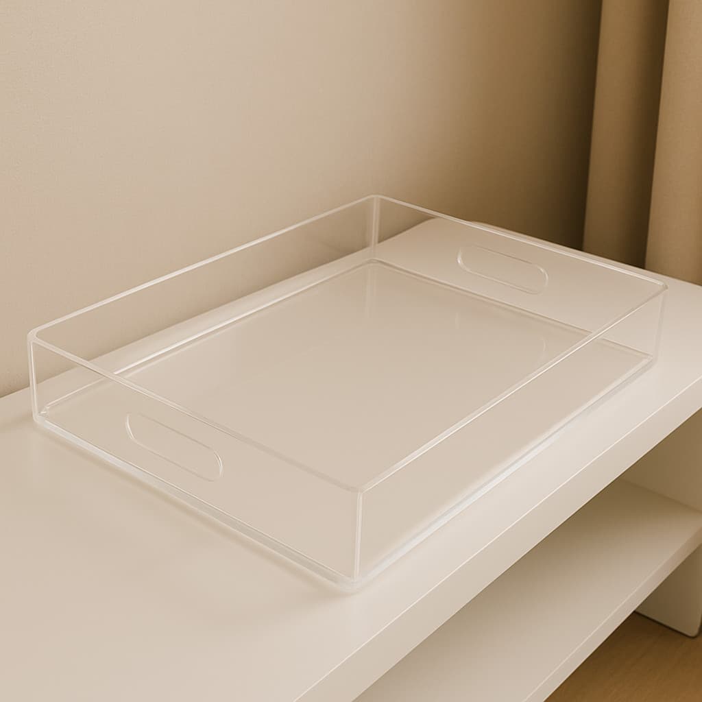 Bandeja Organizadora Acrílico Cristal 2mm Slim p/ Maquiagem e Cosméticos