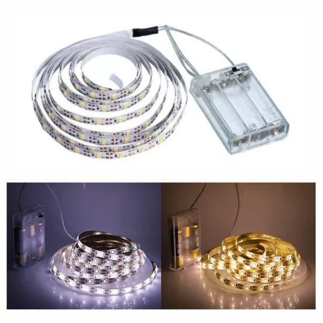 Fita De Led Fio Led De Pilha Autocolante 2m 120 LEDs Cordão Mangueira Decoração Casa Luminária