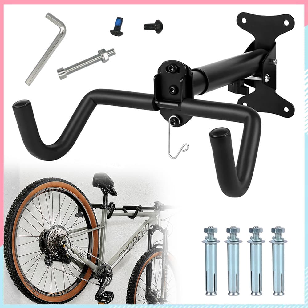 Suporte de Parede para Bicicleta | Suporte Horizontal Para Bicicleta | Gancho Ajustável Resistente, Suporte de parede