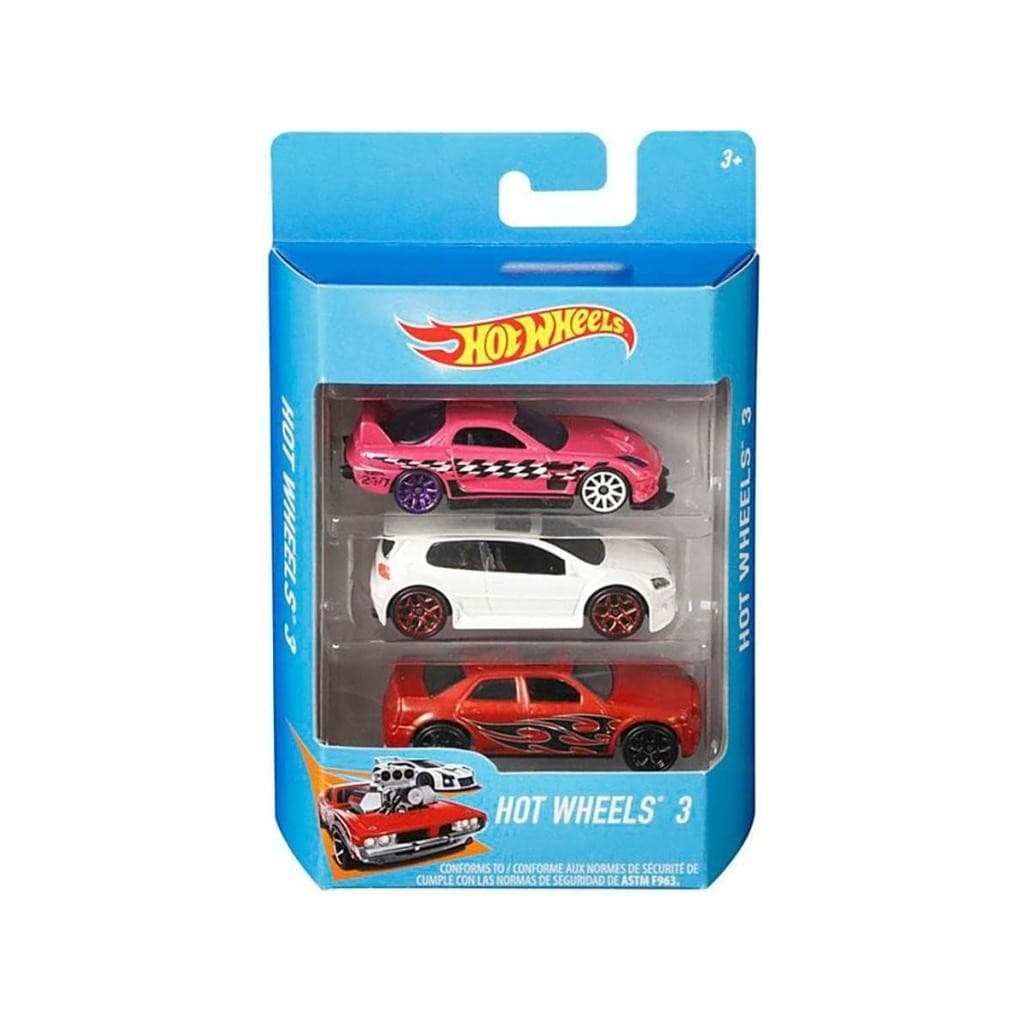 Kit Hot Wheels 3 Carrinhos Básicos Sortidos - Mattel K5904 para Corridas e Coleção