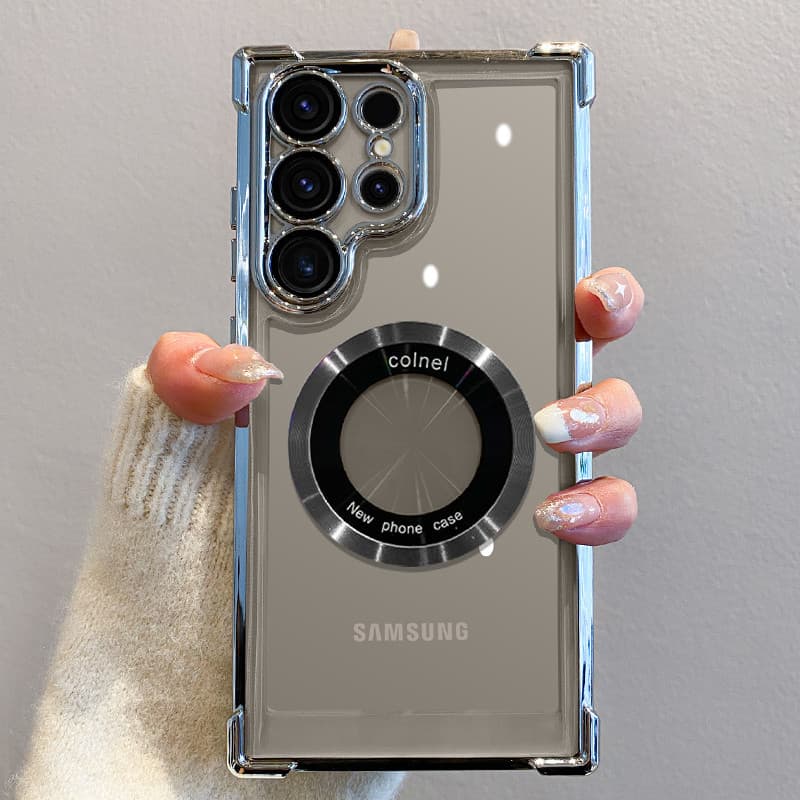 Capa De Carga Magnética Sem Fio Revestida De Luxo Compatível Com Samsung S25 S24 Ultra S23 FE S22 Plus S21 Note 20 Prote