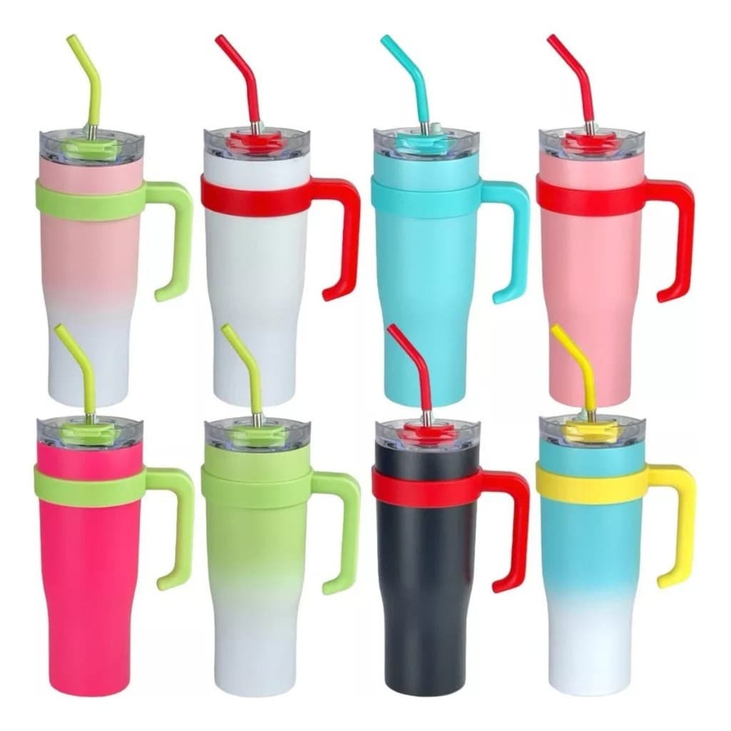 Copo Térmico Inox 1200ml Alça Canudo E Tampa - Várias Cores
